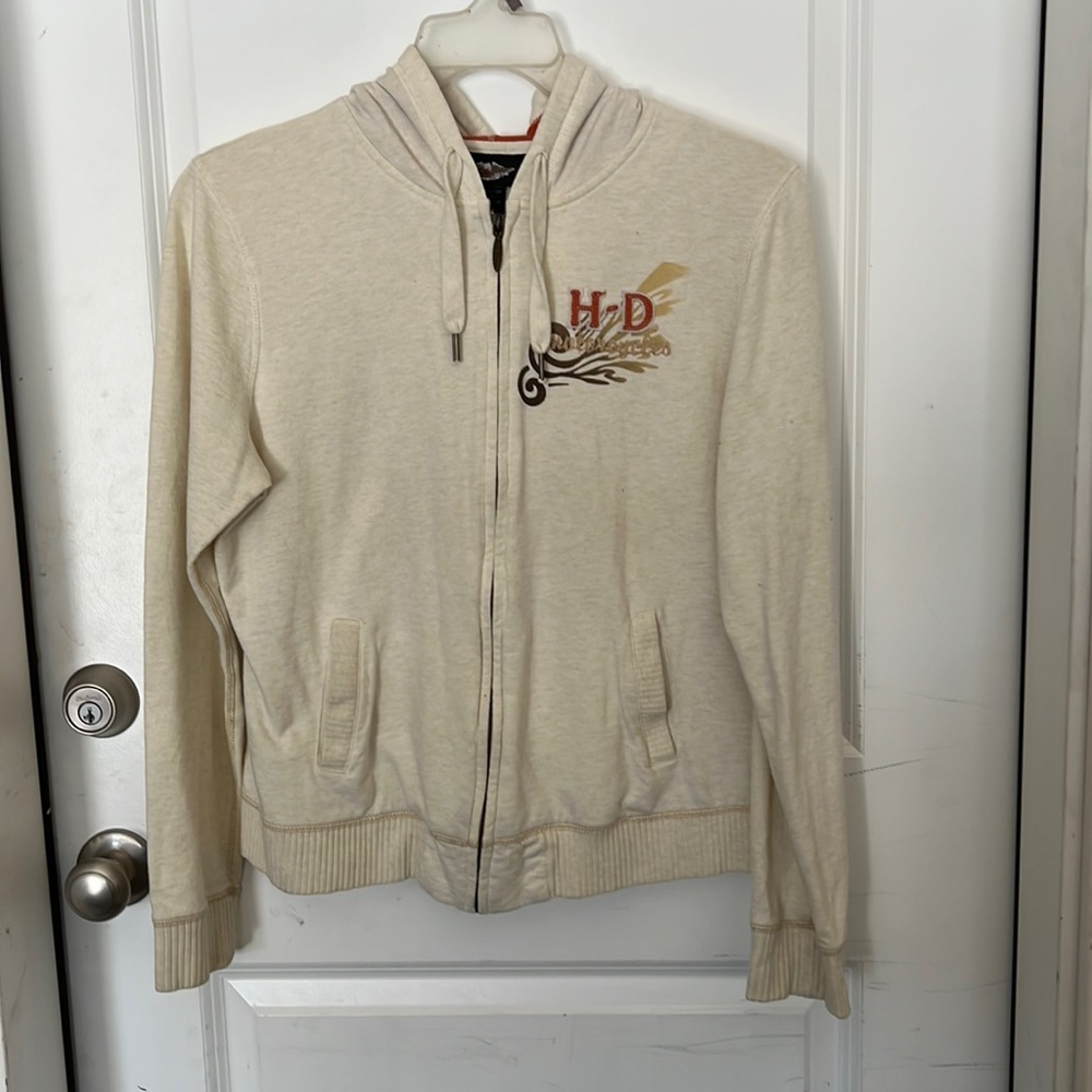 Cream base Harley Davidson jacket orange detail